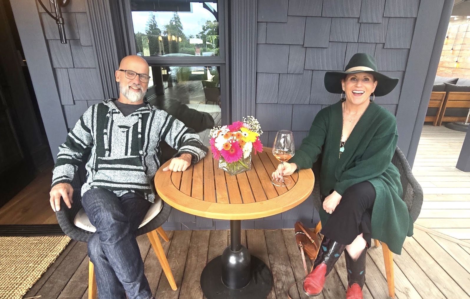 Dru and Molly at a winery